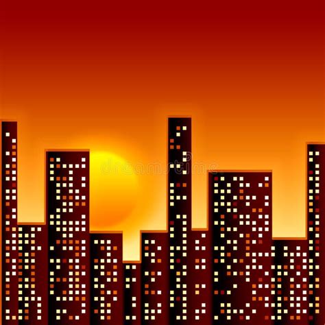 Sunset in city stock illustration. Image of cheerful - 16077731