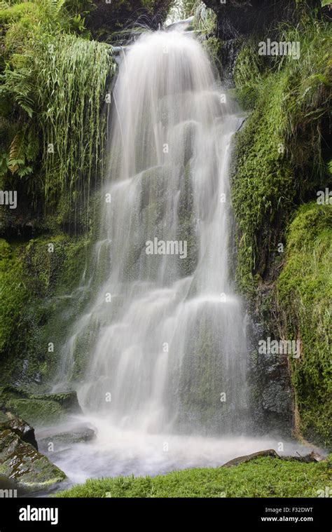 Small waterfall in stream, Fairbrook Naze, Kinder Scout, Dark Peak ...