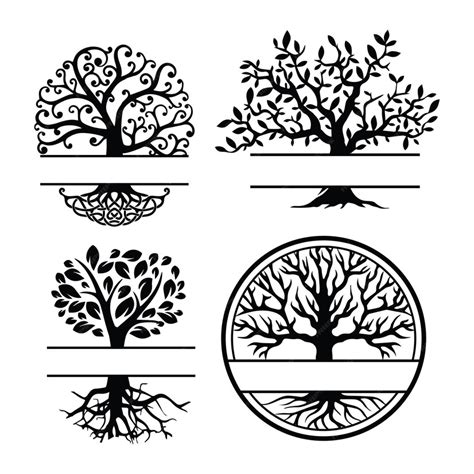 Premium Vector | Set of family tree silhouette vector template