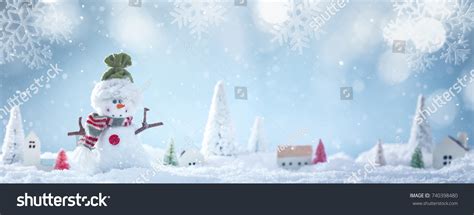 Christmas Background Snowman Stock Photo 740398480 | Shutterstock