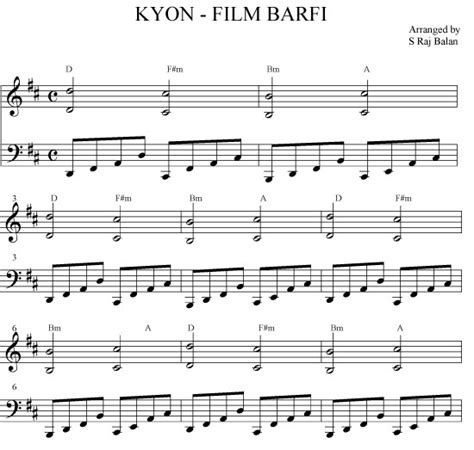 BOLLYWOOD SHEET MUSIC BOOKS PIANO KEYBOARD GUITAR VIOLIN SAX: KYON NA HUM TUM BARFI SHEET MUSIC ...