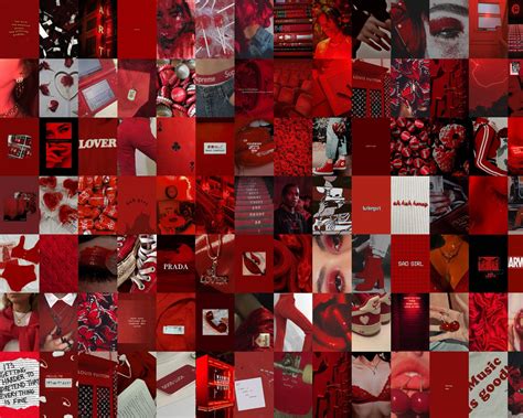 Red Wall Collage Kit Red Aesthetic Collage Kit Aesthetic | Etsy