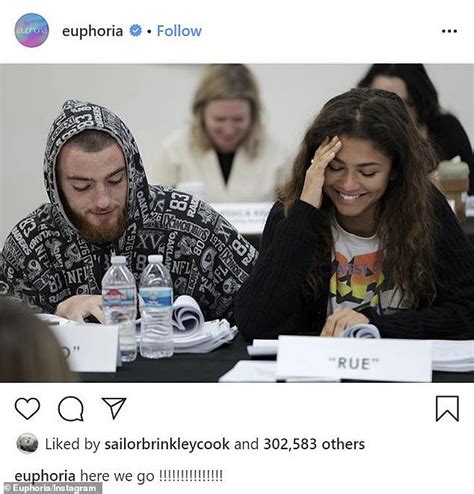 Zendaya smiles alongside co-star Angus Cloud at the first table read ...