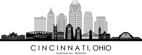 Cincinnati City Ohio Skyline Silhouette Cityscape Stock Vector (Royalty ...