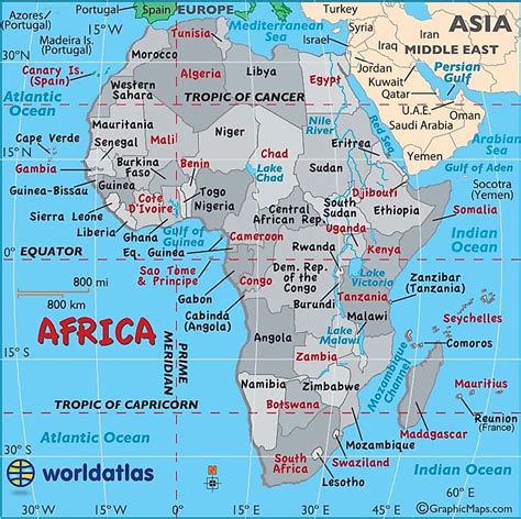 Large Map of Africa, Easy to Read and Printable