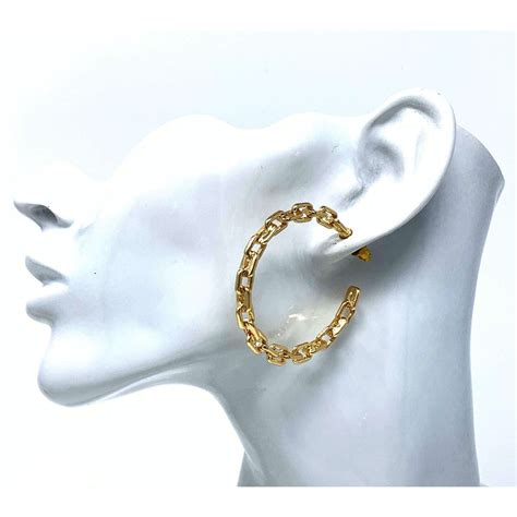 Gold Chain Link Hoop Earrings - Chunky Hoop Earrings