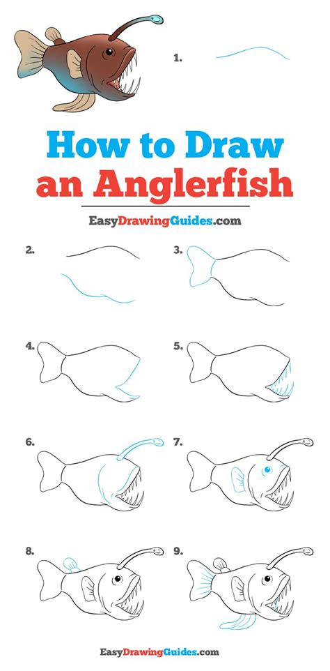 How to Draw an Angler Fish - Really Easy Drawing Tutorial | Angler fish ...