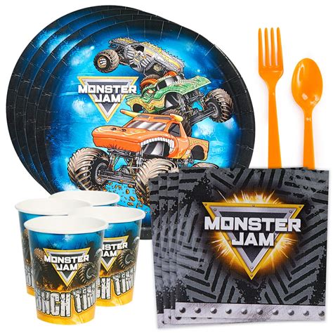 Monster Jam Party Supplies - Tableware Kit Serves 8 - Walmart.com ...