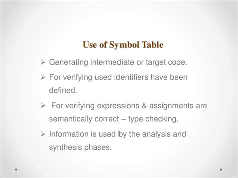 Compiler and symbol table