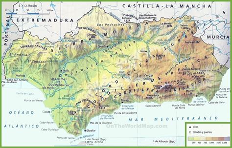 Andalusia physical map