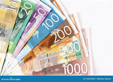 Serbian dinar banknotes stock image. Image of income - 142618945