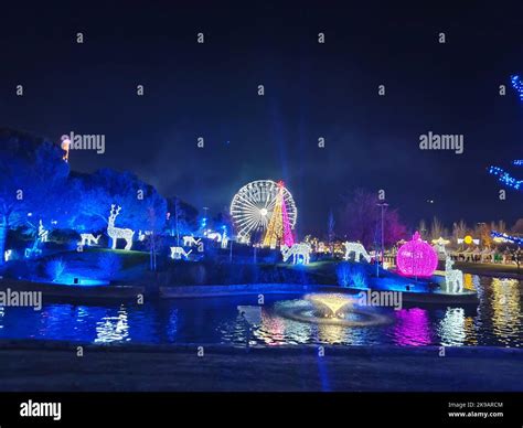 Night overview at the christmas decoration in torrejon de ardoz, madrid ...