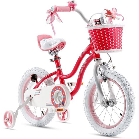 RoyalBaby Girls Kids Bike Stargirl 14 Inch Bicycle Basket Training Wheels Pink Child's Cycle ...