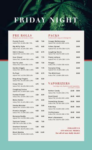 Cannabis Dispensary Menu