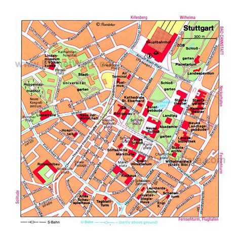 Detailed map of central part of Stuttgart city | Stuttgart | Germany | Europe | Mapsland | Maps ...