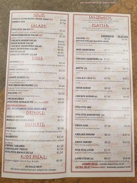 Online Menu of Fresh Pita Pita Mediterranean Grill Restaurant, Milltown ...