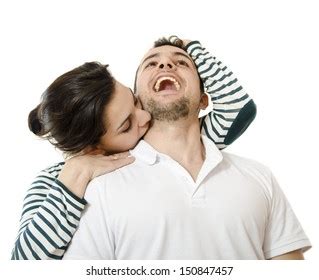 Woman Bites Man Neck Isolated Couple Foto de stock 150847457 | Shutterstock