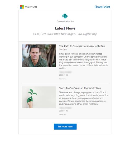 SharePoint News Digest Features