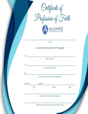 Fillable Online ARC Profession of Faith Certificate Fax Email Print - pdfFiller