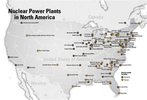 Map of Nuclear Power Plants in North America