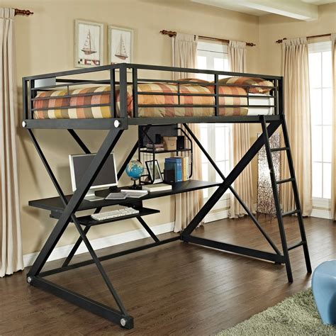 Powell Z-Bedroom Full Size Loft Bunk Bed with Desk | Loft bunk beds, Bunk bed with desk, Kids ...