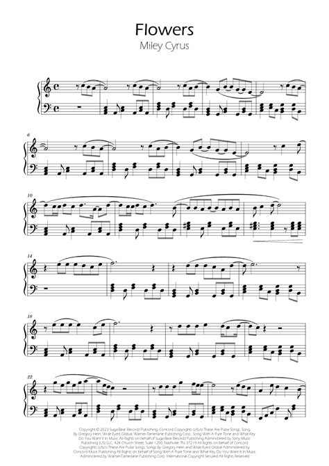 Flowers (arr. Ygor Nunes) by Miley Cyrus Sheet Music for Easy Piano at ...