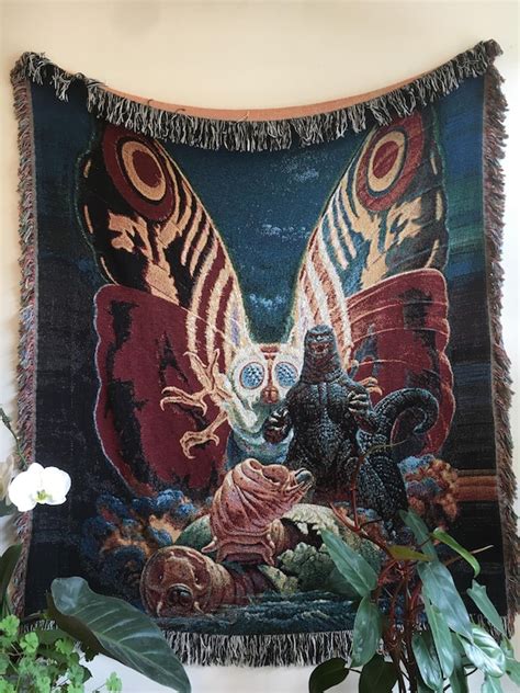 Godzilla and Mothra Wall Art Poster Woven Blanket Weaving | Etsy