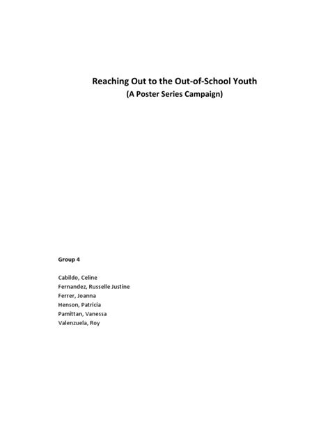 Out of School Youth Campaign | PDF | Poverty | Poverty & Homelessness