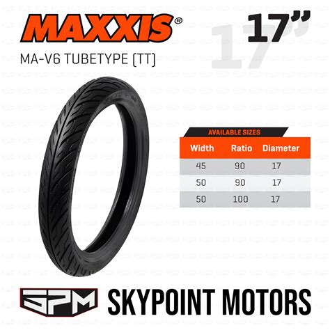 MAXXIS MA-V6 TUBETYPE TIRE FOR MOTORCYCLE 45/90-17, 50/90-17, 50/100-17 ...