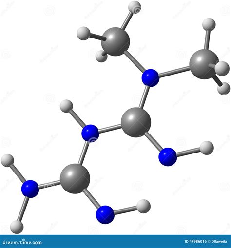 Metformin Molecule Isolated on White Stock Illustration - Illustration ...