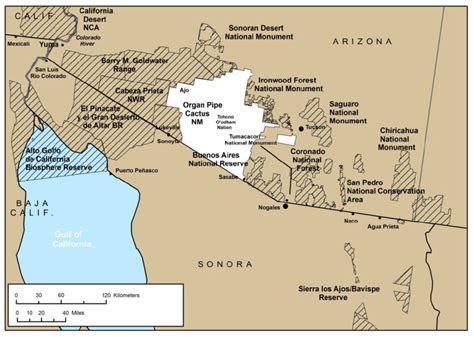 is a map displaying the array of protected areas in the Arizona/Sonora ...