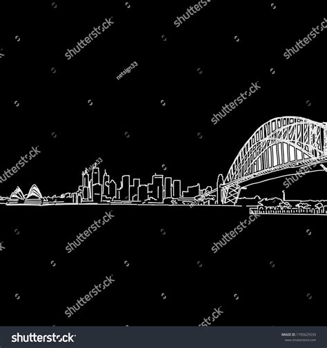 Sydney Skyline Drawing Black White Hand Stock Vector (Royalty Free ...