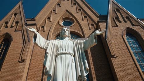 Statue Of Jesus Christ Church On Background Stock Footage SBV-308974653 - Storyblocks