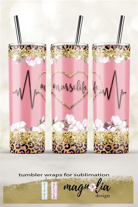 Nurse life tumbler wrap sublimatiion design png skinny 20 oz (1303022) | Sublimation | Design ...