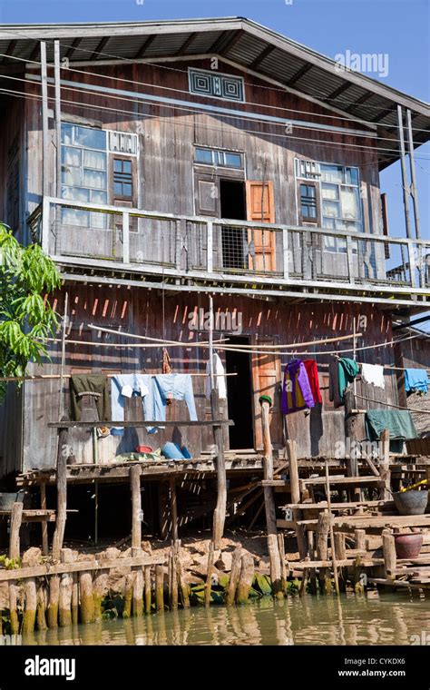 Myanmar, Burma. Village House, Inle Lake, Shan State Stock Photo - Alamy