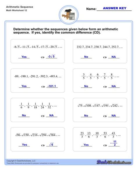 Arithmetic Sequence And Series Worksheet