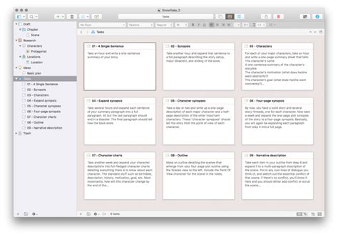 Snowflake method template update for Scrivener 3.x