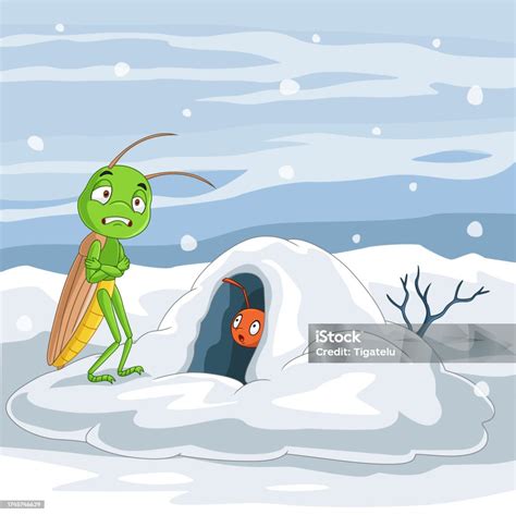 Cartoon Ant And The Grasshopper Stock Illustration - Download Image Now ...