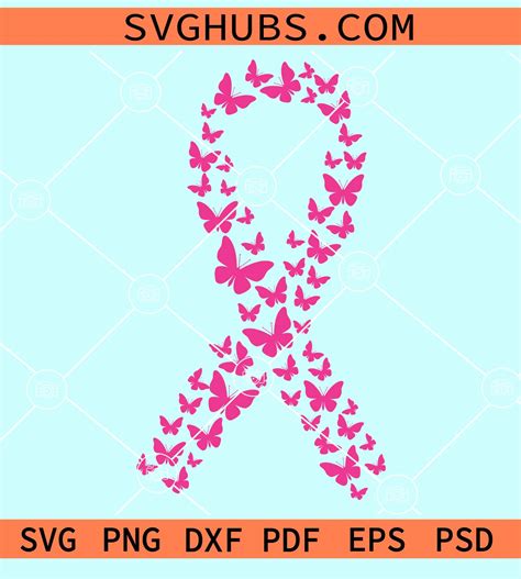 Butterfly breast cancer awareness ribbon svg , Butterflies Cancer ...