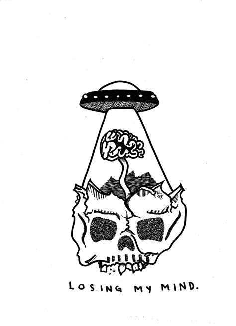 Losing My Mind. Skull tattoo design, trippy art. By StayCreepyStudios. Available on Etsy ...