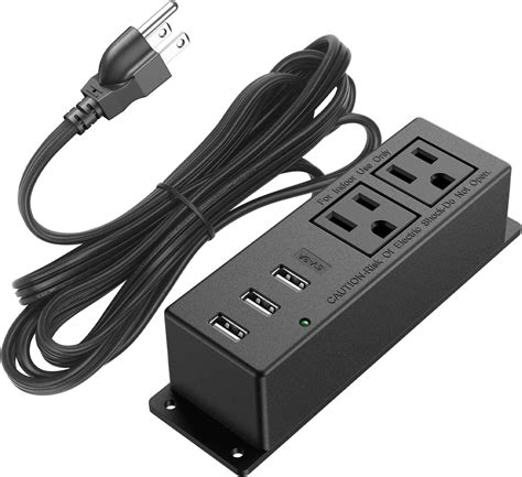 Amazon.com: Wall Mount Power Outlet Strip with 3A USB, Mountable Power Strip with 2 AC Outlets ...