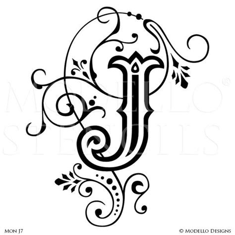 Mon7J | Monogram stencil, Monogram wall art, Fancy letters