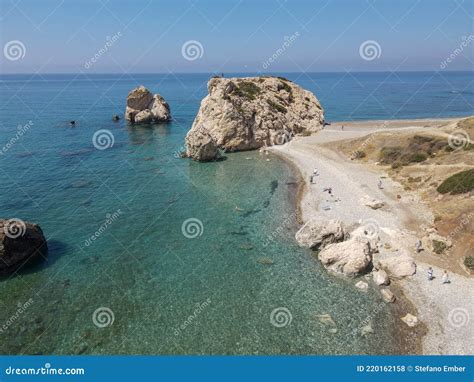 Drone View at Aphrodite`s Rock and Beach in Cyprus Stock Photo - Image of mythology, blue: 220162158