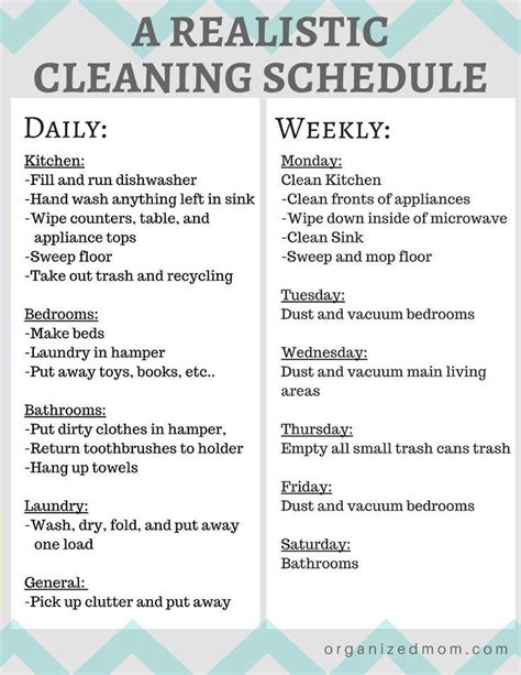 A Realistic Cleaning Schedule You Can Stick With | Tipps für die ...