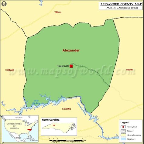 Alexander County Map, North Carolina