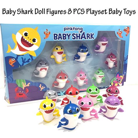 Baby Shark Doll Figures 8 PCS Playset Baby Toys for Kids Boys Girls ...