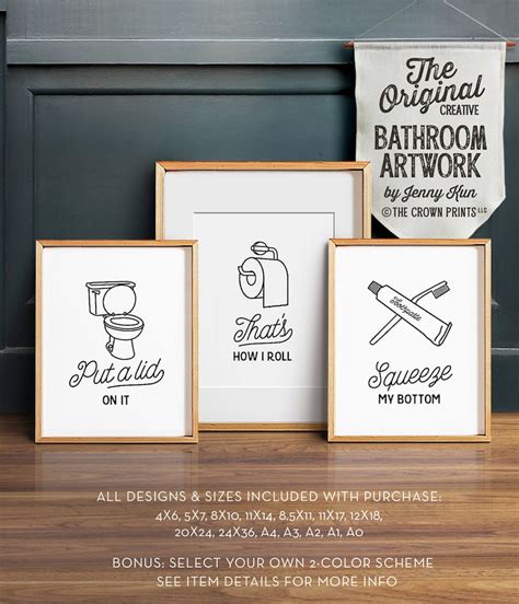 Funny Wall Art Bathroom Art PRINTABLE Art Set of 3 - Etsy