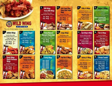 Menu at Wild Wings Station restaurant, Memphis