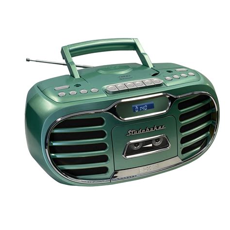 Studebaker Retro Edge Big Sound Bluetooth Boombox with CD/Cassette Player-Recorder/AM-FM Stereo ...