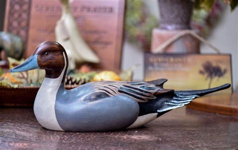 Hand Carved Pintail Drake Full Size Premier Wooden Decorative Duck ...